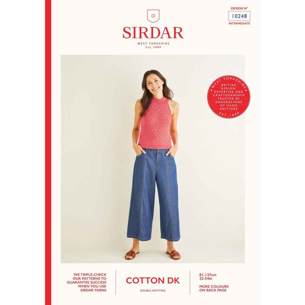 Sirdar Cotton DK Ladies Tank Top Knitting Pattern | 10248
