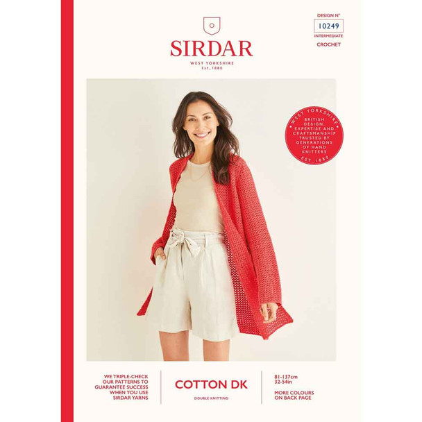 Sirdar Cotton DK Ladies Cardigan Crochet Pattern | 10249