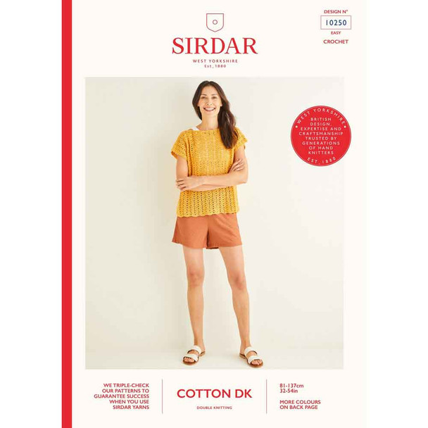 Sirdar Cotton DK Ladies T-Shirt Crochet Pattern | 10250