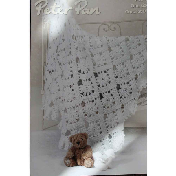 Peter Pan Petite Fleur DK One Size Crochet Baby Blanket and Bootees Pattern | P1276