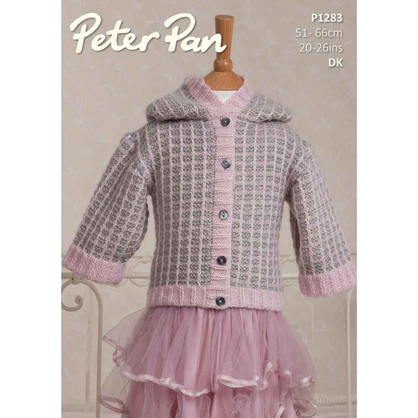Peter Pan Petite Fleur DK Children's Hooded Jacket Knitting Pattern | P1283