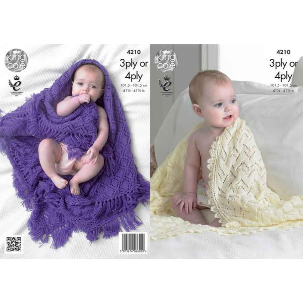 King Cole 3 Ply or 4 Ply Baby Shawls Knitting Pattern | 4210 - Main Image