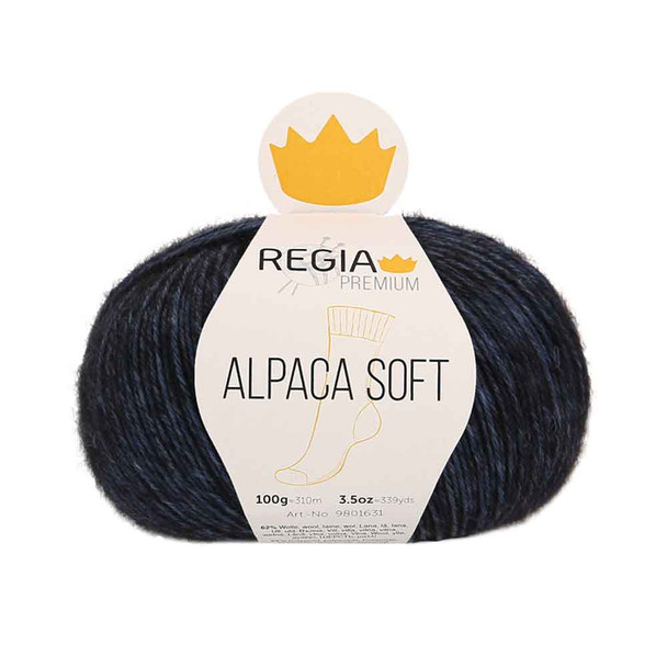 Regia Alpaca Soft 4 Ply Sock Knitting Yarn, 100g Balls | 00055 Mottled Night Blue