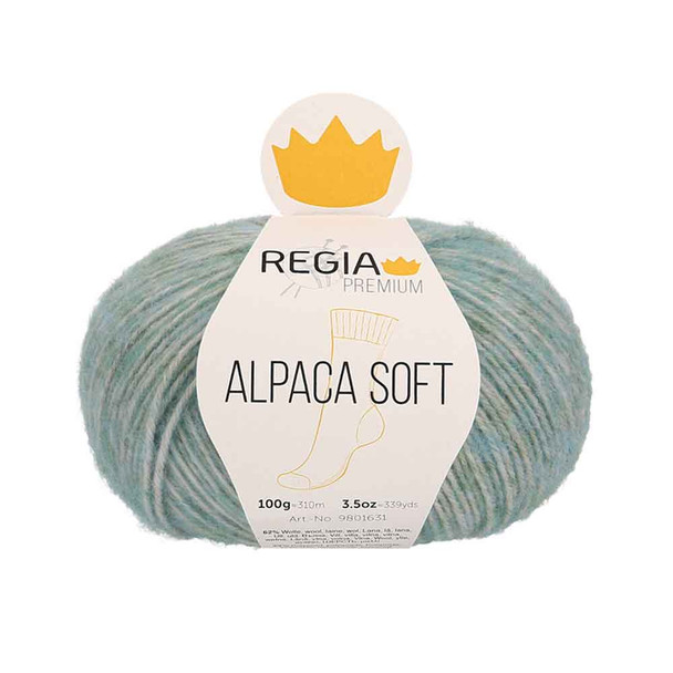 Regia Alpaca Soft 4 Ply Sock Knitting Yarn, 100g Balls | 00062 Mint Mottled