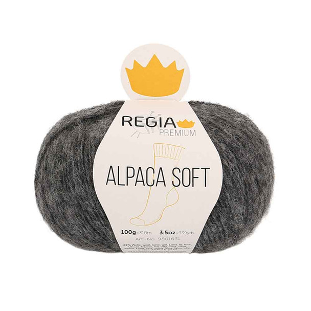 Regia Alpaca Soft 4 Ply Sock Knitting Yarn, 100g Balls | 00095 Anthracite Mottled