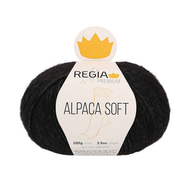 Regia Alpaca Soft 4 Ply Sock Knitting Yarn, 100g Balls | 00099 Mottled Black