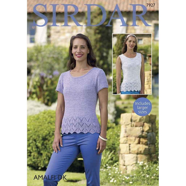 Short Sleeve and Sleeveless Tops Knitting Pattern | Sirdar Amalfi DK 7927 | Digital Download - Main Image