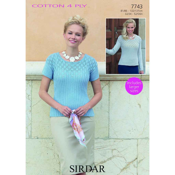 Ladies Tops Knitting Pattern | Sirdar Cotton 4 Ply 7743 | Digital Download - Main Image