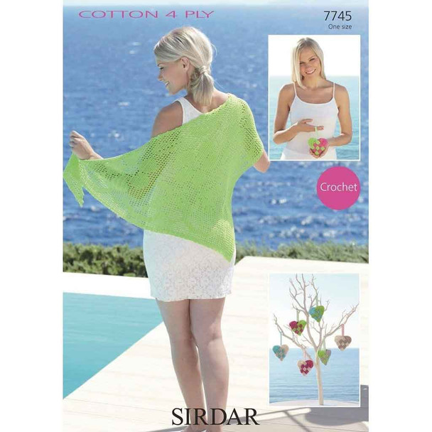 Shawl & Hearts Crochet Pattern | Sirdar Cotton 4 Ply 7745 | Digital Download - Main Image