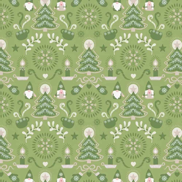 Hygge Christmas | Lewis & Irene Fabrics | C28.2 Christmas Green Tonttu