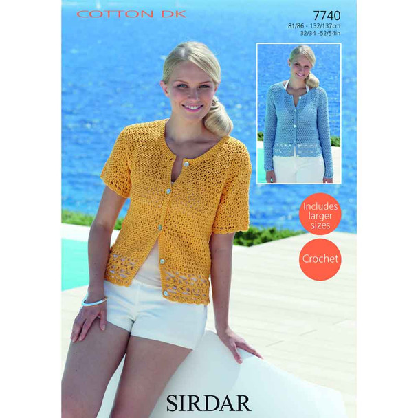 Woman's Cardigans Crochet Pattern | Sirdar Cotton DK 7740 | Digital Download - Main Image