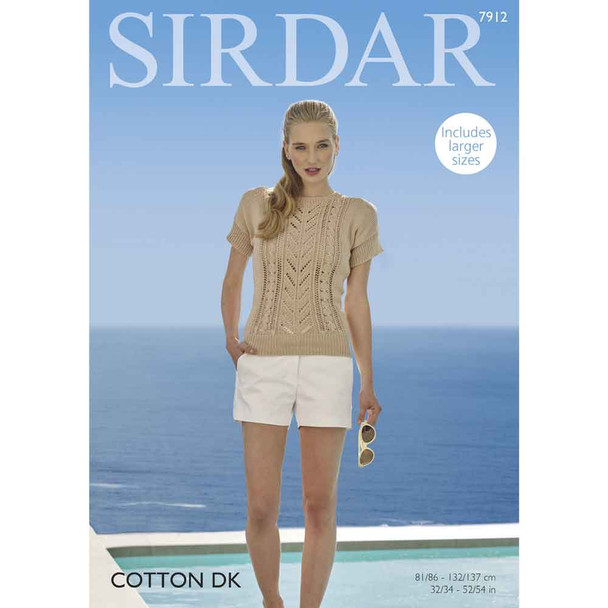 Woman's Top Knitting Pattern | Sirdar Cotton DK 7912 | Digital Download - Main Image