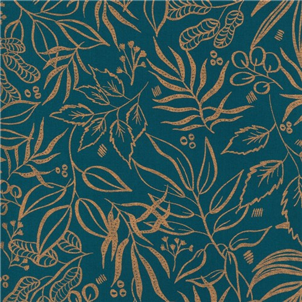 Sunshine Soul | Create Joy Project | Moda Fabrics | 8449-43M | Leaf it to Me Leaves, Jadeite Metallic