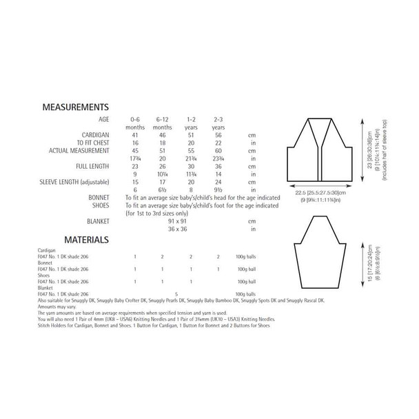 Children's Cardigan, Bonnet, Shoes and Blanket Knitting Pattern | Sirdar No. 1 DK 4849 | Digital Download - Pattern Table