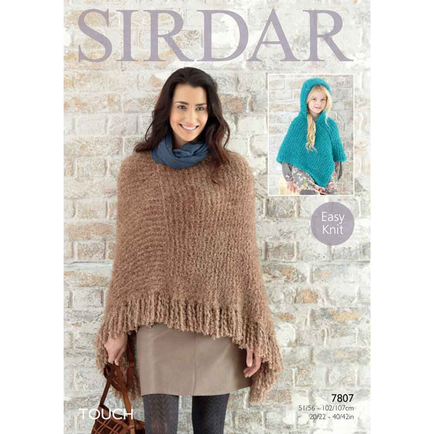 Women's Ponchos Knitting Pattern | Sirdar Touch Super Chunky 7807 | Digital Download - Main Image