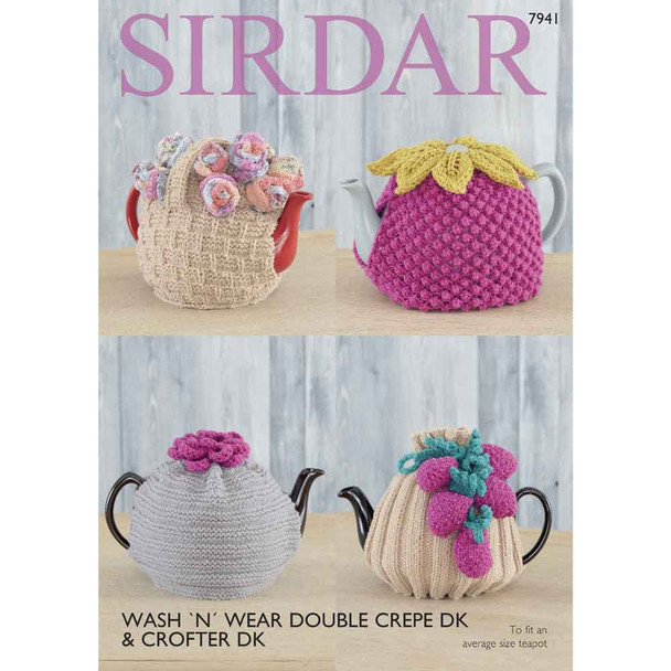 Tea Cosies Knitting Pattern | Sirdar Wash 'N' Wear Double Crepe DK 7941 | Digital Download - Main Image