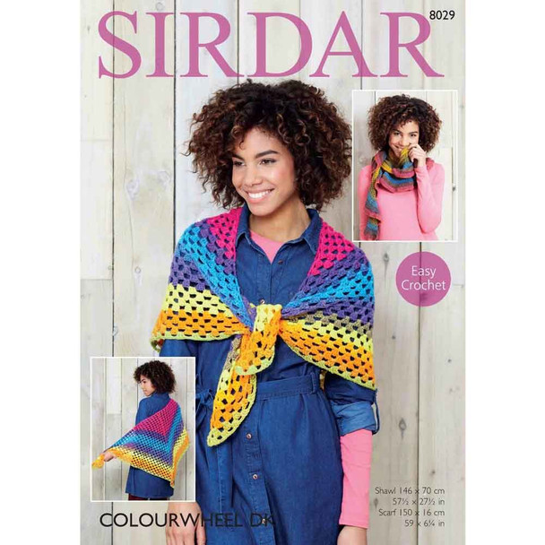 Women Shawl and Scarf Crochet Pattern | Sirdar Colourwheel DK 8029 | Digital Download - Main Image