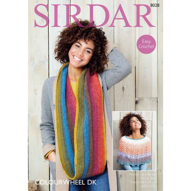 Women Poncho and Snood Crochet Pattern | Sirdar Colourwheel DK 8028 | Digital Download - Main Image