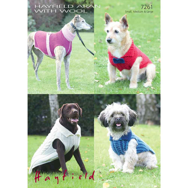 Dog Coats Knitting Pattern | Sirdar Hayfield Aran with Wool and Sirdar Snuggly Snowflake Chunky 7261 | Digital Download - Main Image