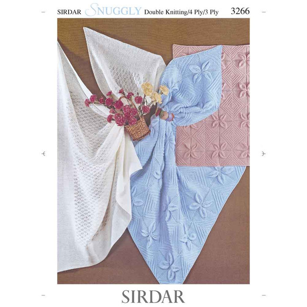 Baby Covers and Shawl Knitting Pattern | Sirdar Snuggly 3 Ply/4 Ply/DK 3266 | Digital Download - Main Image