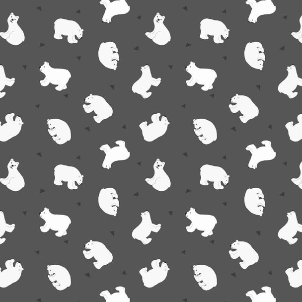 Small Things... Polar Animals Lewis and Irene Fabric | SM46.3 Polar Bears on Night Sky with Pearl