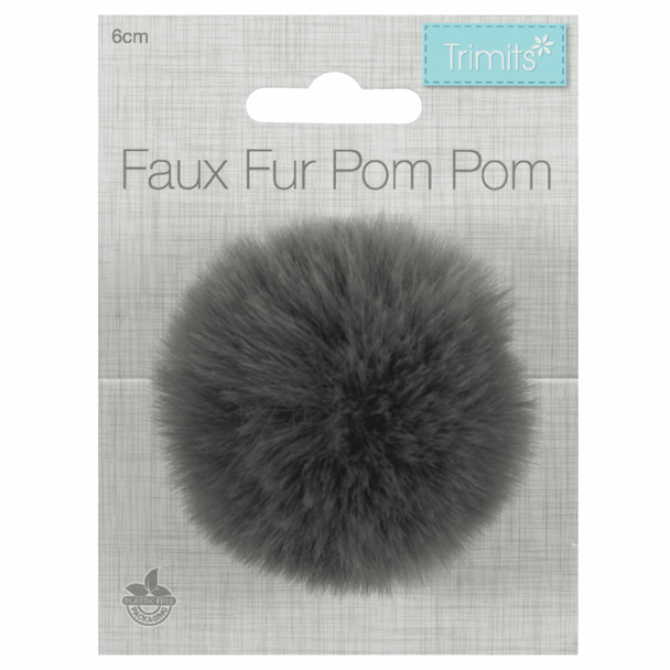 Trimits 6cm Tie On or Sew In, Faux Fur Pompoms | Various Colours