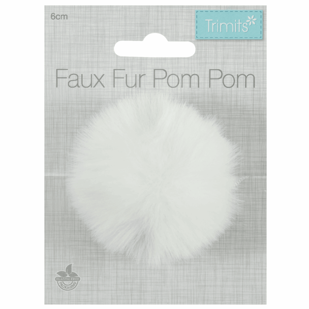 Trimits 6cm Tie On or Sew In, Faux Fur Pompoms | Various Colours