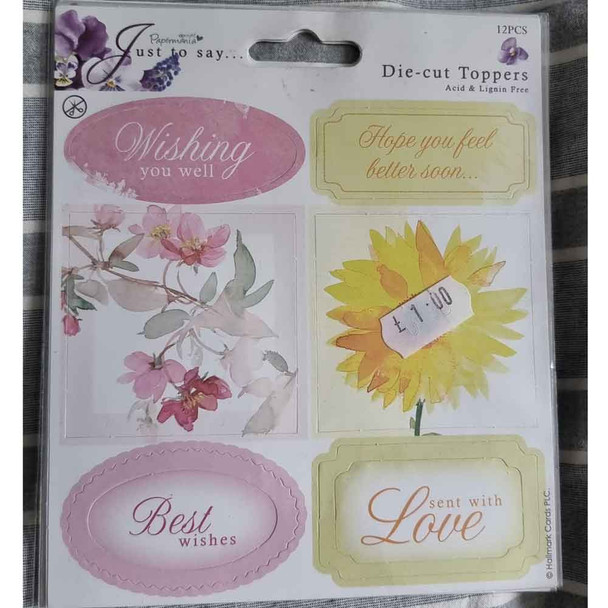 Docraft Papermania | Just to say... Sentiments Get Well, Die-cut Toppers | 12 pcs