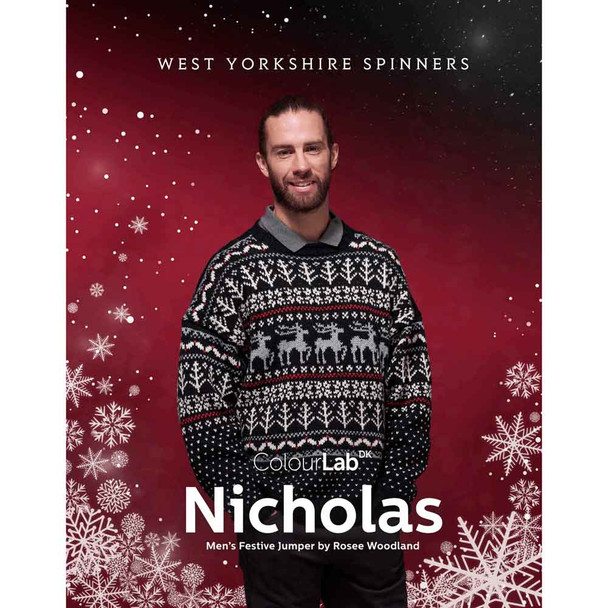  Nicholas Men’s Festive Jumper Knitting Pattern | WYS ColourLab DK Knitting Yarn DBP0188 | Digital Download - Main Image