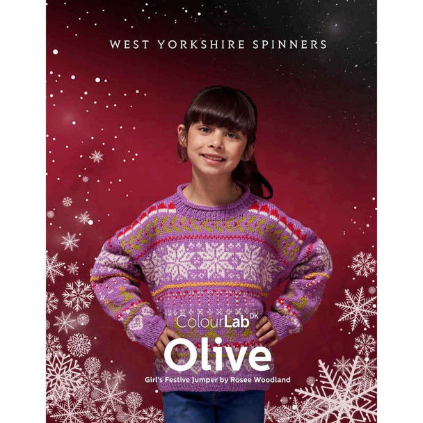  Olive Girl's Festive Jumper Knitting Pattern | WYS ColourLab DK Knitting Yarn DBP0189 | Digital Download  - Main Image