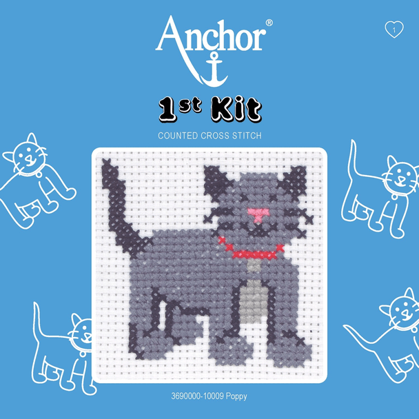 1st Kit Counted Cross Stitch | Anchor Threads | Poppy the Cat