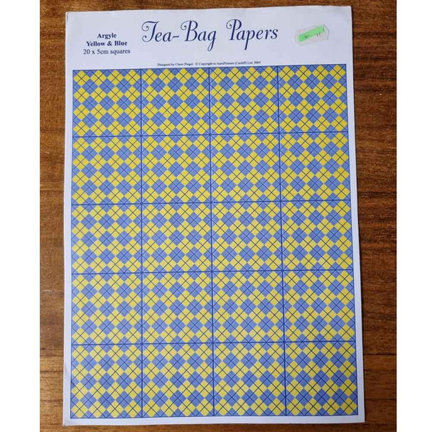Tea-Bag Papers Argyle Yellow & Blue 20x2cm Squares by Claire Pingel