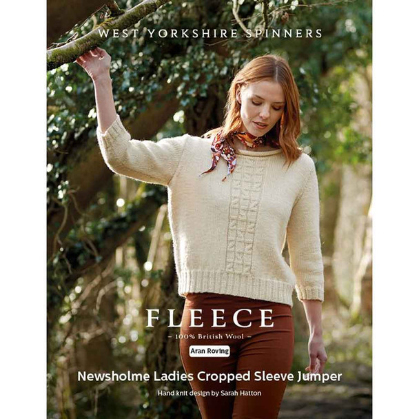 Newsholme Ladies Cropped Sleeve Jumper Knitting Pattern | WYS Bluefaced Leicester Roving Aran Knitting Yarn DBP0163 | Digital Download - Main Image