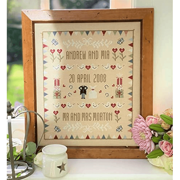 Horseshoe Wedding Sampler Counted Cross Stitch Kit | 27cm x 33cm | Jolly Red - Main Image
