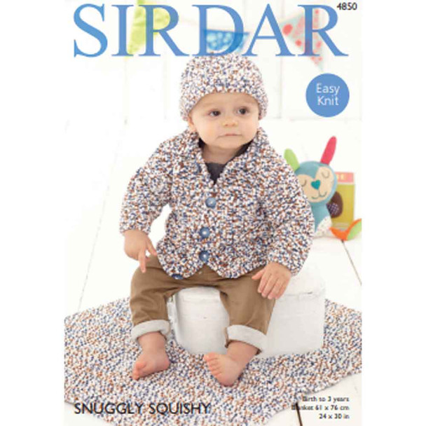 Baby's Jacket, Hat and blanket in Knitting Pattern | Sirdar Snuggly Squishy 4850 | Digital Download - Main Image