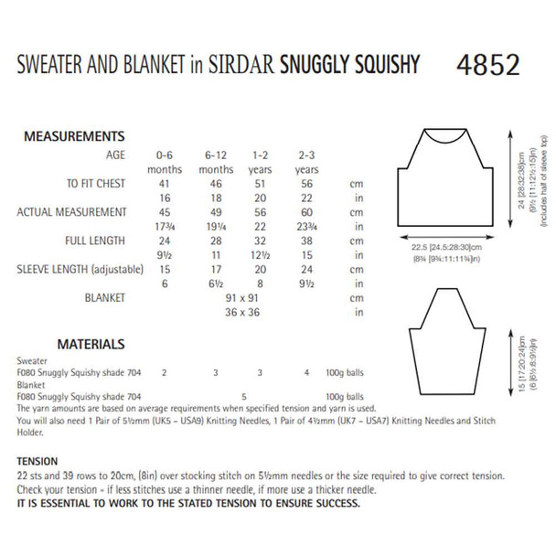 Baby Sweater and Blanket Knitting Pattern | Sirdar Snuggly Squishy 4852 | Digital Download - Pattern Table