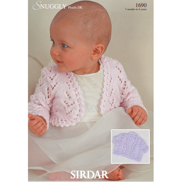 Baby's Long and Short Sleeved Bolero Knitting Pattern | Sirdar Snuggly Pearls DK 1690 | Digital Download - Main Image