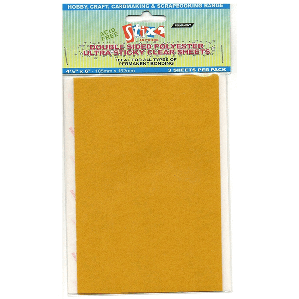 Double Sided, Polyester, Ultra Sticky Clear Sheets | 3 Sheets | Stix 2 - Main Image 