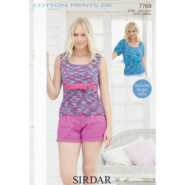 Woman Tops Knitting Pattern | Sirdar Snuggly Snowflake Chunky 7769 | Digital Download - Main Image