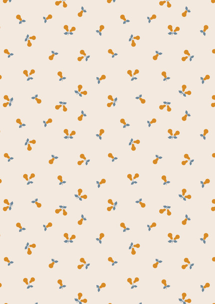 Wintertide | Lewis and Irene Fabric | A583.1 | Gold Metallic Pears on Cream
