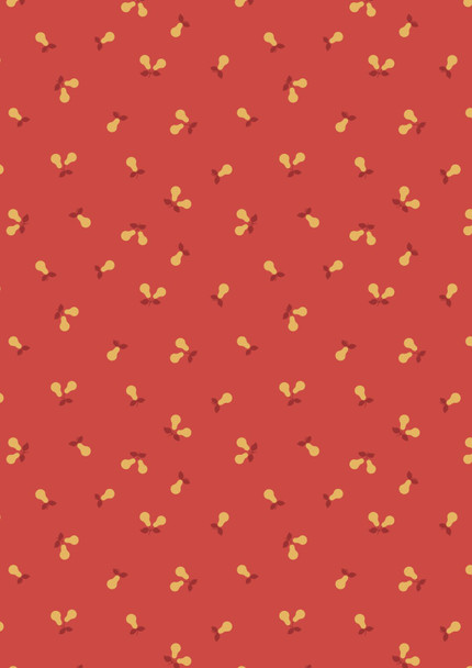 Wintertide | Lewis and Irene Fabric | A583.2 | Gold Metallic Pears on Red
