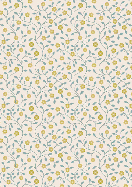 Wintertide | Lewis and Irene Fabric | A584.1 | Gold Metallic Flowers on Cream