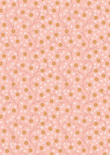 Wintertide | Lewis and Irene Fabric | A584.2 | Gold Metallic Flowers on Pink