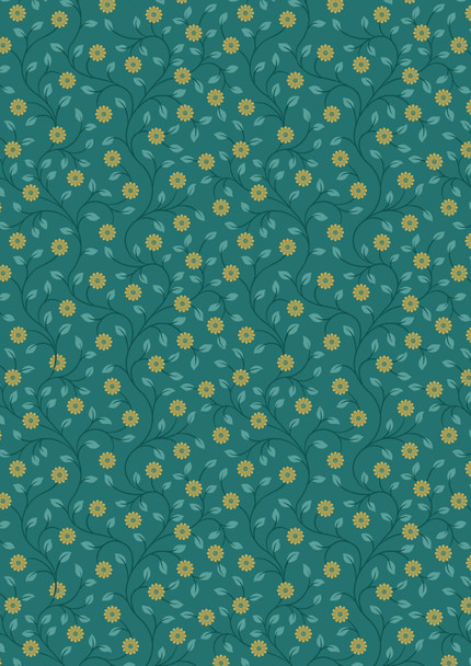 Wintertide | Lewis and Irene Fabric | A584.3 | Gold Metallic Flowers on Green