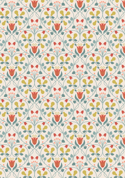 Wintertide | Lewis and Irene Fabric | A586.1 | Pear Hearts on Cream with Gold Metallic