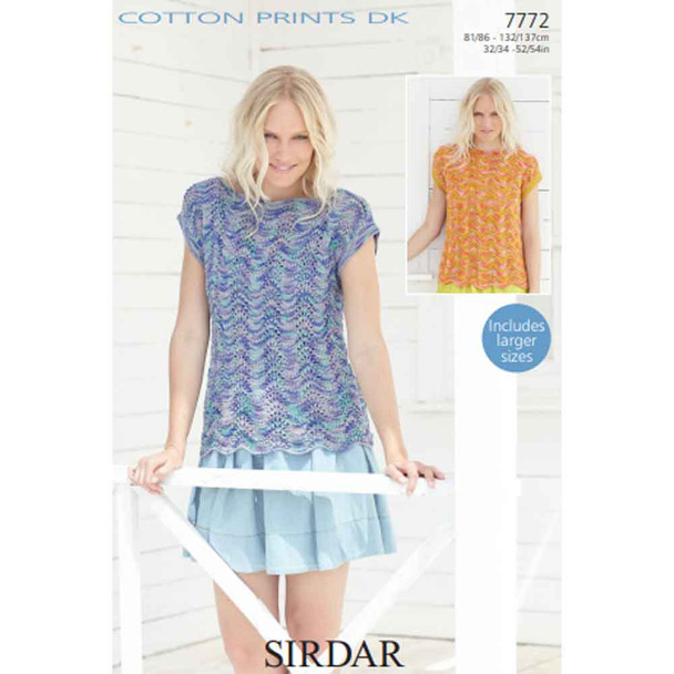 Woman's Tops Knitting Pattern | Sirdar Cotton Prints DK 7772 | Digital Download - Main Image