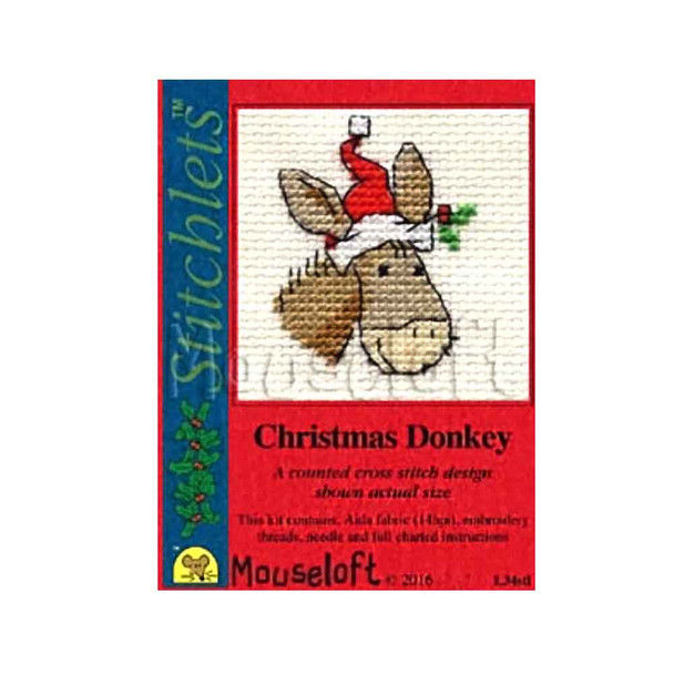 Christmas Donkey | Stitchlets Cross Stitch Kits with Card | Mouseloft