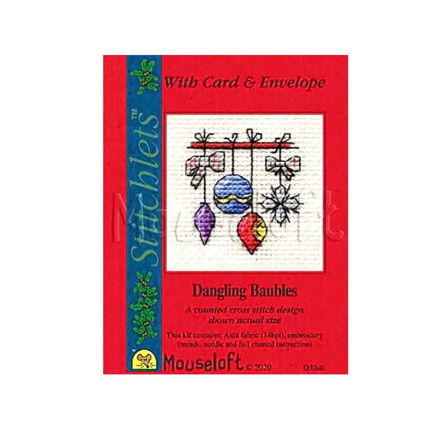 Dangling Baubles | Stitchlets Cross Stitch Kits with Card | Mouseloft