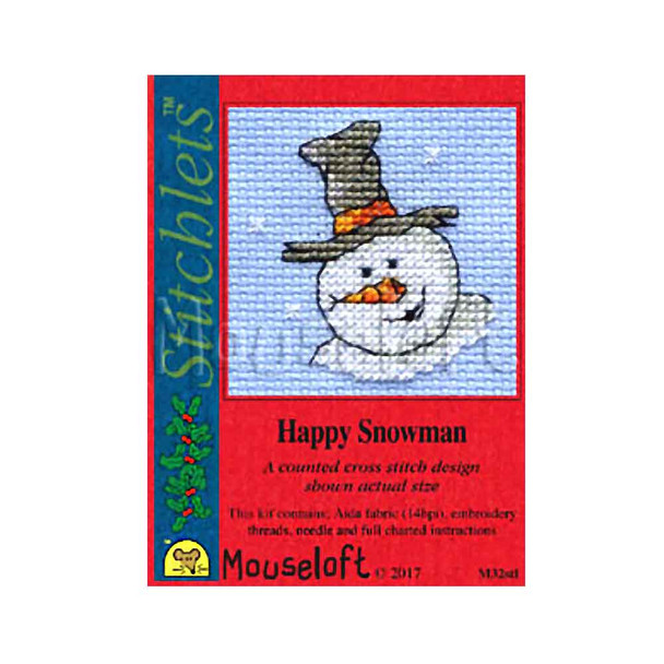 Happy Snowman | Stitchlets Cross Stitch Kits with Card | Mouseloft