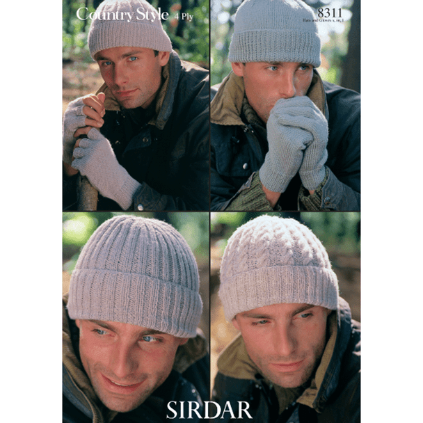 Men's Hats and Gloves Knitting Pattern | Sirdar Country Style 4 Ply 8311 | Digital Download - Main Image